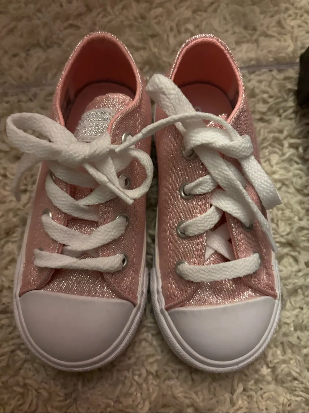 Converse Kids Pink Low-Top Canvas Sneakers with White Toe